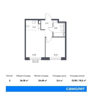 Объявление о продаже однокомнатной квартиры, 36.18 м², 9 км за МКАД, этаж 14 из 17. Фото 1