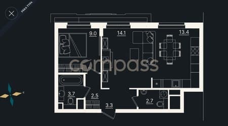 Продаю однокомнатную квартиру, 48.54 м², этаж 7 из 7. Фото 10