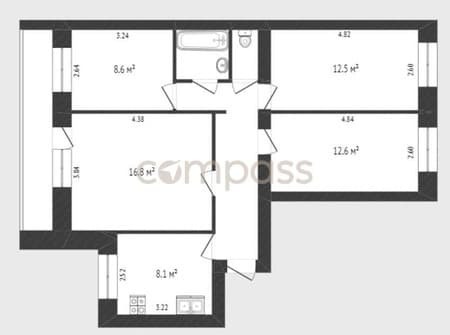 Продажа четырехкомнатной квартиры, 71.7 м², этаж 6 из 9. Фото 2