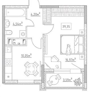 Продам однокомнатную квартиру, 39 м², этаж 6 из 9. Фото 7