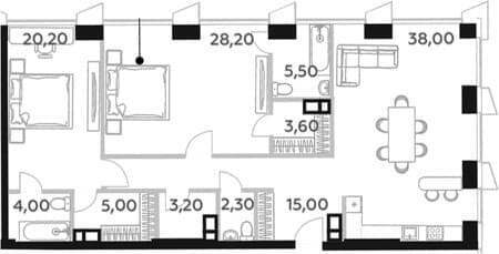 Продаю двухкомнатную квартиру, 125 м², 10 мин. до метро на транспорте, этаж 55 из 56. Фото 1