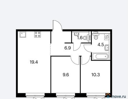 Объявление о продаже двухкомнатной квартиры, 53 м², этаж 11 из 16. Фото 1