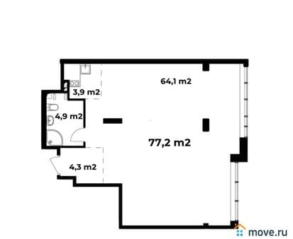 Продажа однокомнатных апартаментов, 77.2 м², этаж 6 из 6. Фото 1
