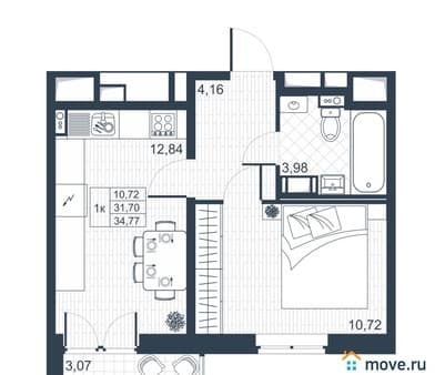 Продаем однокомнатную квартиру, 33.24 м², этаж 2 из 8. Фото 1