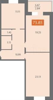 Продажа двухкомнатной квартиры, 73.9 м², этаж 6 из 15. Фото 1