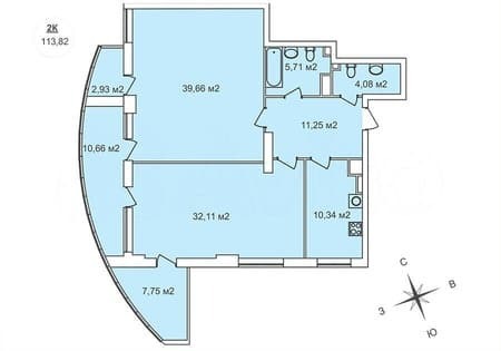 Продаю двухкомнатную квартиру, 113.8 м², этаж 23 из 25. Фото 4