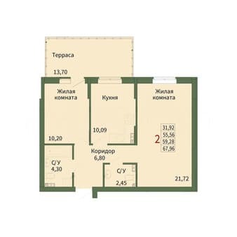Объявление о продаже двухкомнатной квартиры, 59.3 м², этаж 1 из 5. Фото 1
