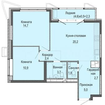Продать двухкомнатную квартиру, 61.3 м², этаж 24 из 26. Фото 1