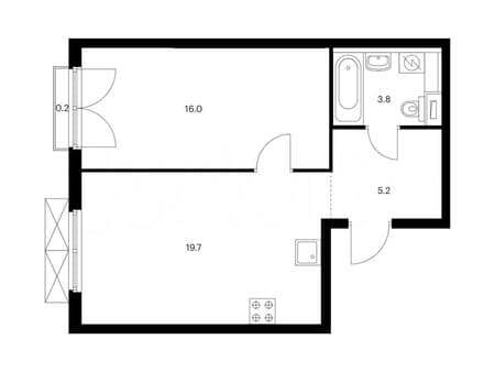 Купить однокомнатную квартиру, 44.9 м², этаж 13 из 23. Фото 1