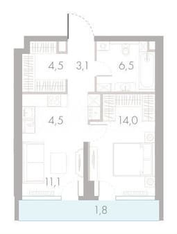 Продам однокомнатные апартаменты, 45.5 м², этаж 13 из 46. Фото 1