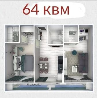 Объявление о продаже двухкомнатной квартиры, 64 м², этаж 1 из 5. Фото 1