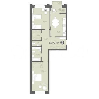 Продажа двухкомнатной квартиры, 85.7 м², этаж 4 из 7. Фото 1