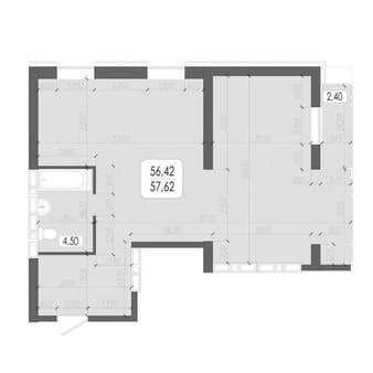 Продажа однокомнатной квартиры, 57.6 м², этаж 20 из 23. Фото 1
