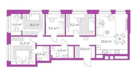 Продажа четырехкомнатной квартиры, 88.1 м², этаж 4 из 9. Фото 7