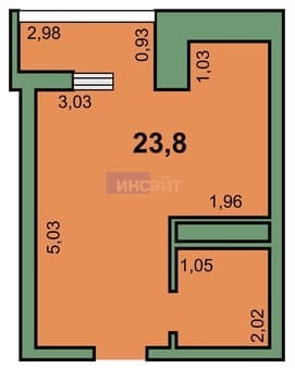 Купить однокомнатную квартиру, 23.8 м², этаж 10 из 18. Фото 4