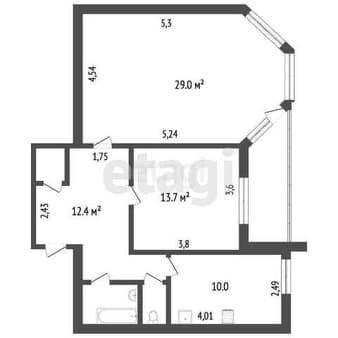 Продается двухкомнатная квартира, 46.7 м², этаж 2 из 5. Фото 8