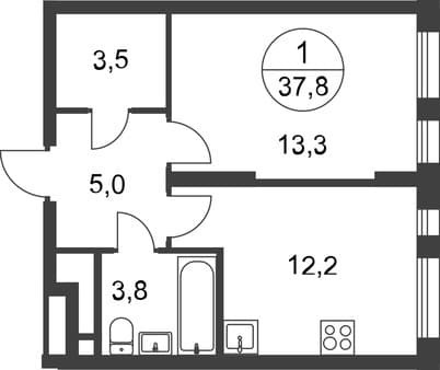 Продать однокомнатную квартиру, 37 м², 5 мин. до метро пешком, этаж 10 из 17. Фото 1
