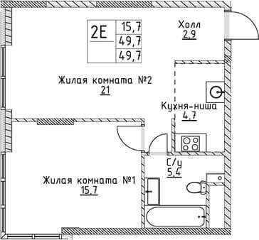 Продам однокомнатную квартиру, 49.7 м², 15 мин. до метро пешком, этаж 13 из 19. Фото 1