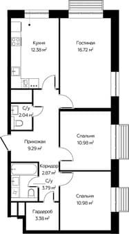 Продается трехкомнатная квартира, 72.43 м², 20 мин. до метро на транспорте, этаж 22 из 22. Фото 1