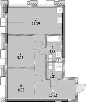 Продаю двухкомнатную квартиру, 54.29 м², 10 мин. до метро на транспорте, этаж 18 из 21. Фото 7