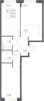 Продам двухкомнатную квартиру, 58.9 м², 20 мин. до метро на транспорте, этаж 1 из 9. Фото 1