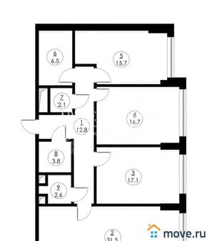 Продается четырехкомнатная квартира, 108 м², этаж 23 из 52. Фото 3