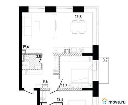 Купить двухкомнатные апартаменты, 74.6 м², этаж 24 из 26. Фото 1