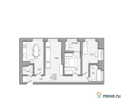 Продажа трехкомнатной квартиры, 71 м², этаж 6 из 25. Фото 2