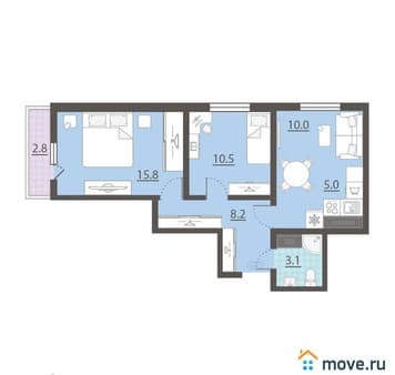 Продам двухкомнатную квартиру, 53.4 м², этаж 23 из 25. Фото 1