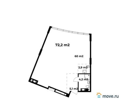 Купить однокомнатные апартаменты, 72.2 м², этаж 6 из 6. Фото 1