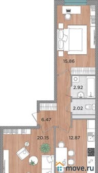 Продажа двухкомнатной квартиры, 61.99 м², этаж 5 из 8. Фото 1