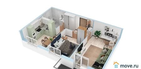 Купить двухкомнатную квартиру, 52.45 м², этаж 12 из 18. Фото 1