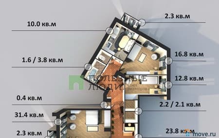 Купить трехкомнатную квартиру, 106.3 м², этаж 3 из 4. Фото 6