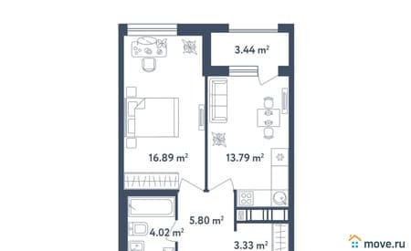 Продаю однокомнатную квартиру, 46.1 м², этаж 10 из 11. Фото 1