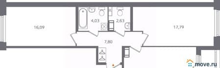 Продаем двухкомнатную квартиру, 69.03 м², 5 мин. до метро на транспорте, этаж 11 из 17. Фото 1
