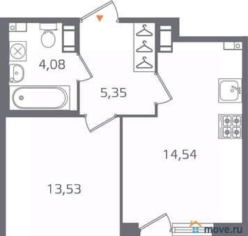 Продам однокомнатную квартиру, 39.09 м², 5 мин. до метро на транспорте, этаж 4 из 17. Фото 1