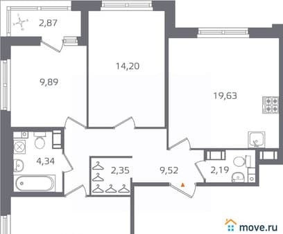 Объявление о продаже трехкомнатной квартиры, 78.73 м², этаж 14 из 17. Фото 1