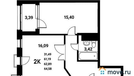 Продам двухкомнатную квартиру, 64.58 м², этаж 20 из 21. Фото 1