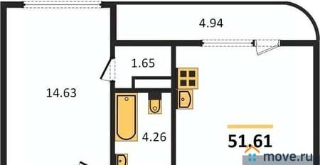 Продам однокомнатную квартиру, 51.61 м², этаж 5 из 11. Фото 1