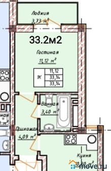 Продажа однокомнатной квартиры, 33.14 м², этаж 2 из 4. Фото 3
