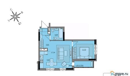 Продать двухкомнатную квартиру, 46.05 м², этаж 2 из 17. Фото 1
