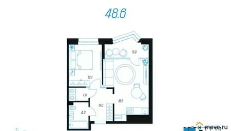 Продам однокомнатную квартиру, 48.6 м², этаж 5 из 24. Фото 1