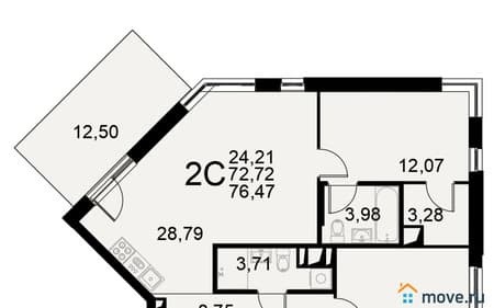 Продажа двухкомнатной квартиры, 76.47 м², этаж 1 из 11. Фото 1