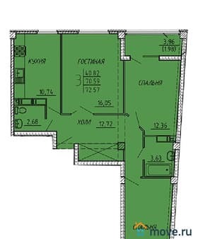 Продать трехкомнатную квартиру, 71.3 м², этаж 11 из 18. Фото 1