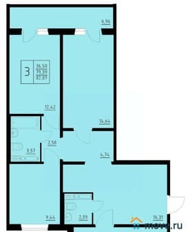 Объявление о продаже трехкомнатной квартиры, 82.87 м², этаж 1 из 10. Фото 1