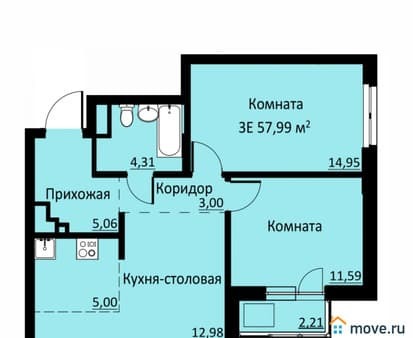 Объявление о продаже трехкомнатной квартиры, 60.61 м², этаж 12 из 16. Фото 1