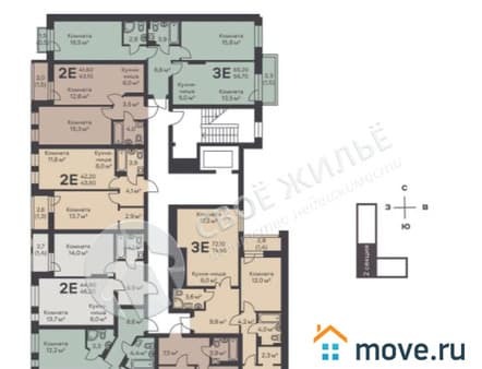 Купить трехкомнатную квартиру, 66.3 м², этаж 5 из 6. Фото 3
