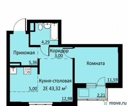 Объявление о продаже двухкомнатной квартиры, 43.32 м², этаж 2 из 16. Фото 1