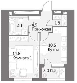 Объявление о продаже однокомнатной квартиры, 37.6 м², 13 мин. до метро пешком, этаж 15 из 47. Фото 3