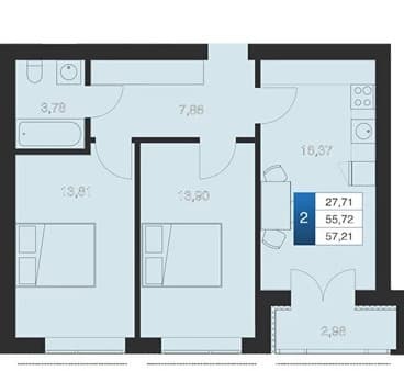 Продаю двухкомнатную квартиру, 57 м², этаж 1 из 4. Фото 1